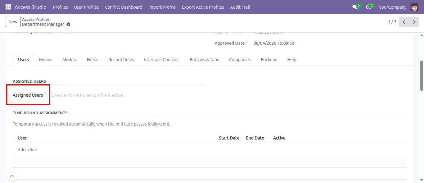 User Profile Assignment