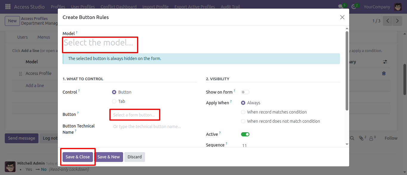 Button Restriction Rules