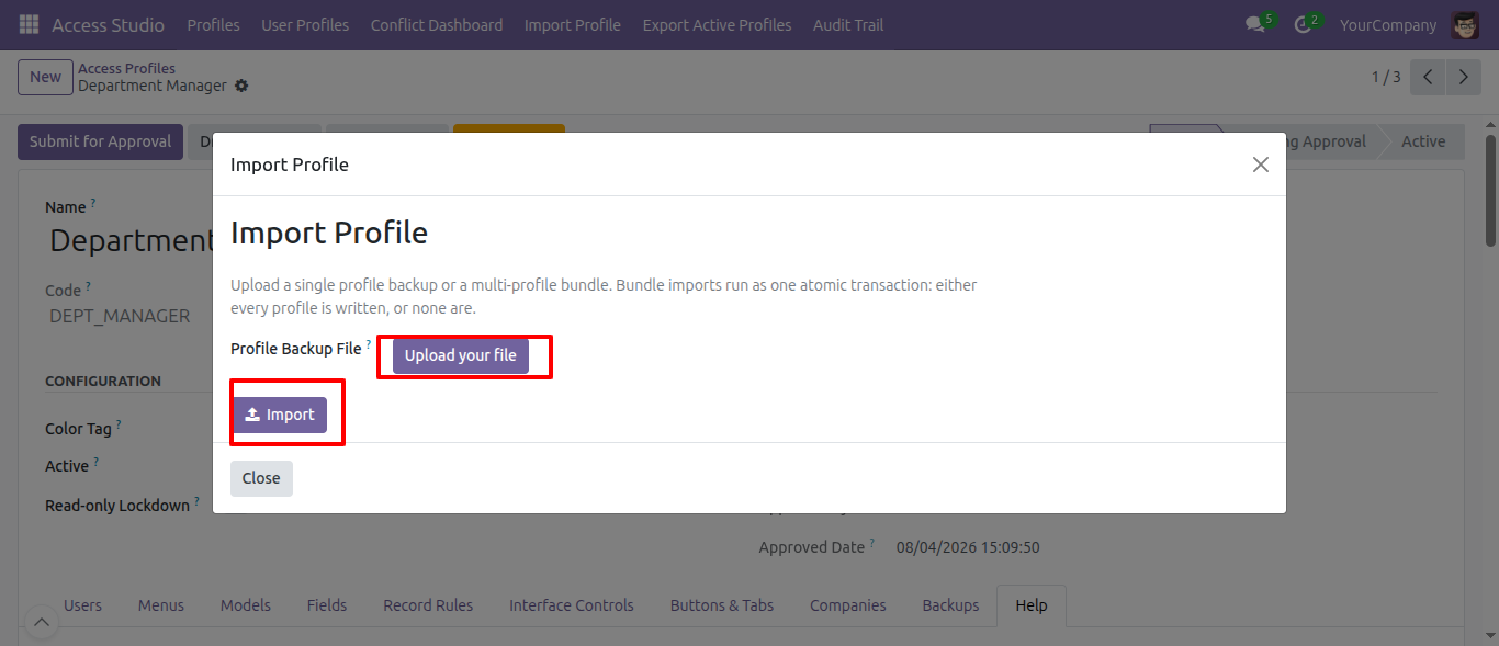 Import Profile Wizard Interface