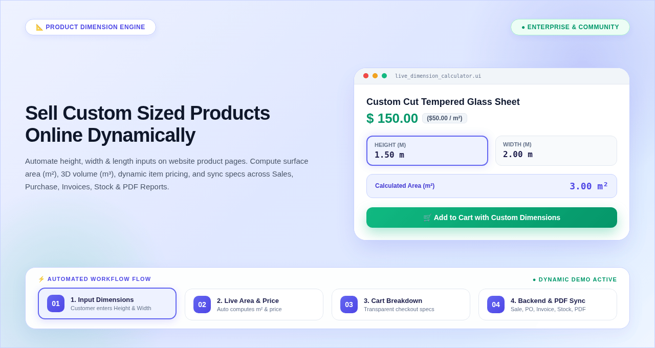 Website Product Dimensions